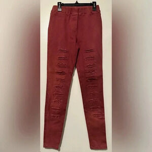 Umgee maroon distressed elastic waist jeggings size S